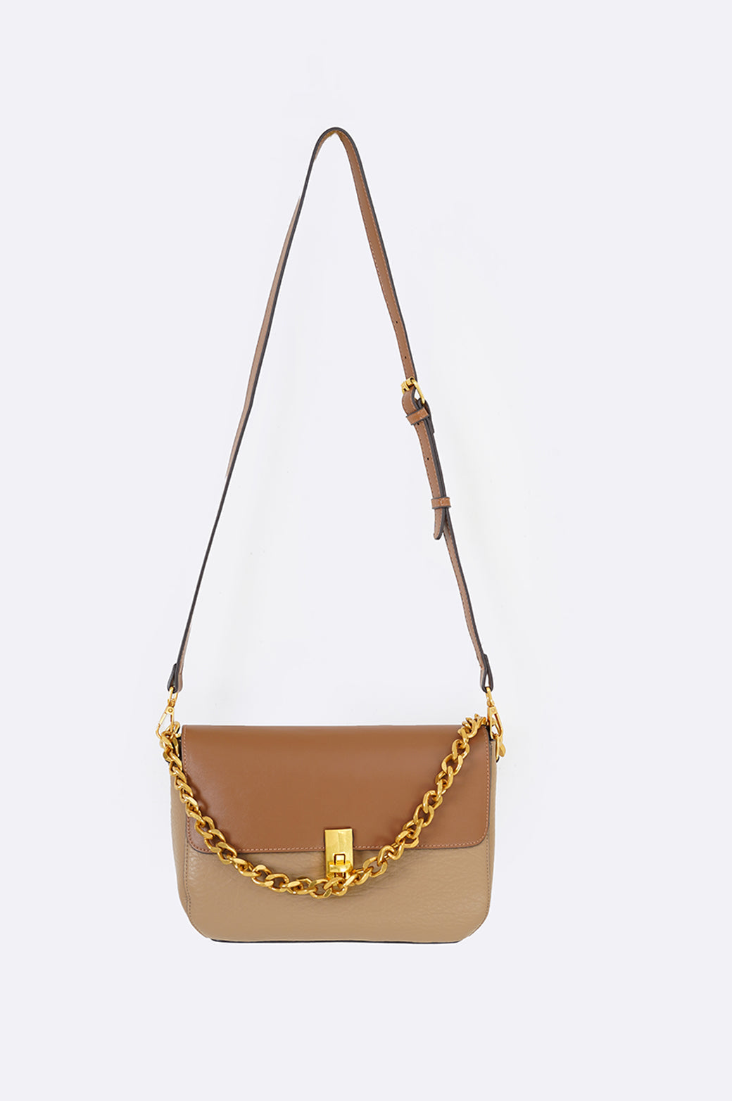 KHAKI CHAIN CROSSBODY BAG