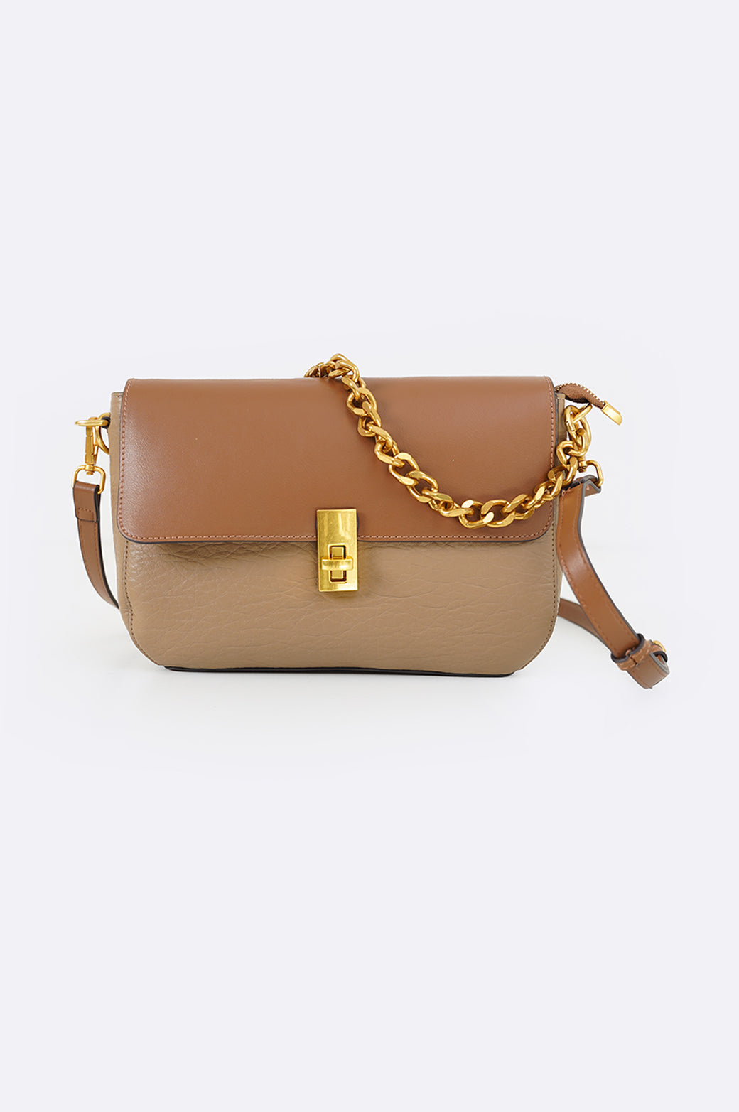 KHAKI CHAIN CROSSBODY BAG
