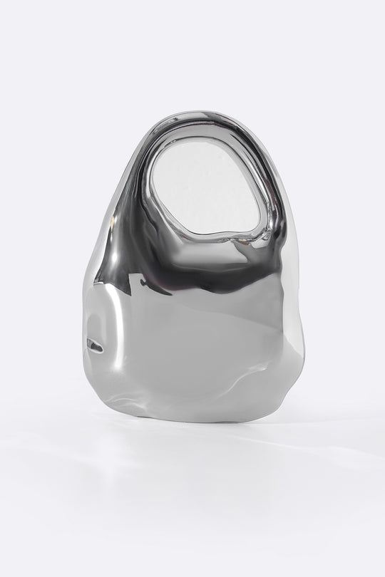 SILVER RUNWAY EDITORIAL CLUTCH