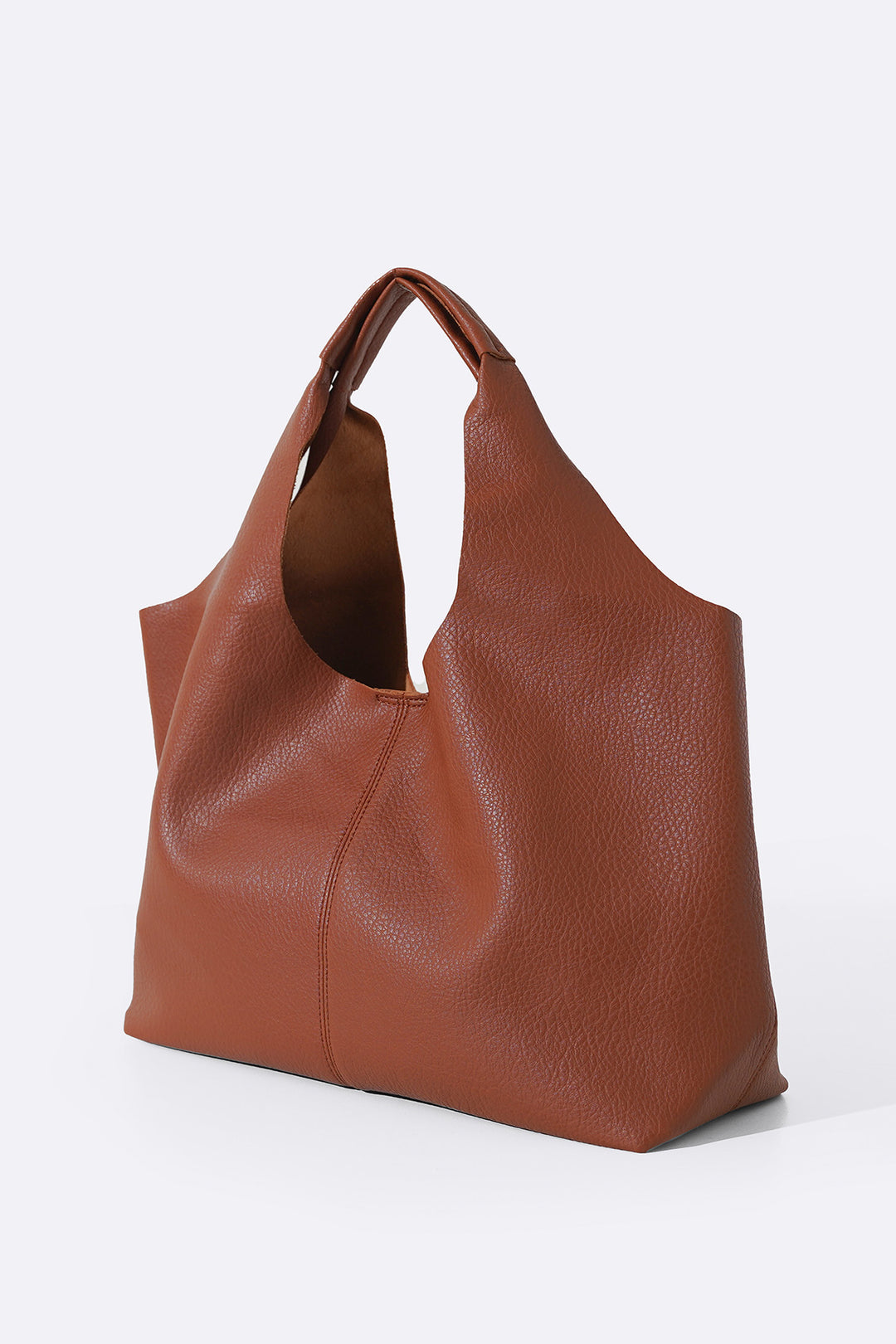 TAN SLOUCHY FRAYED TOTE