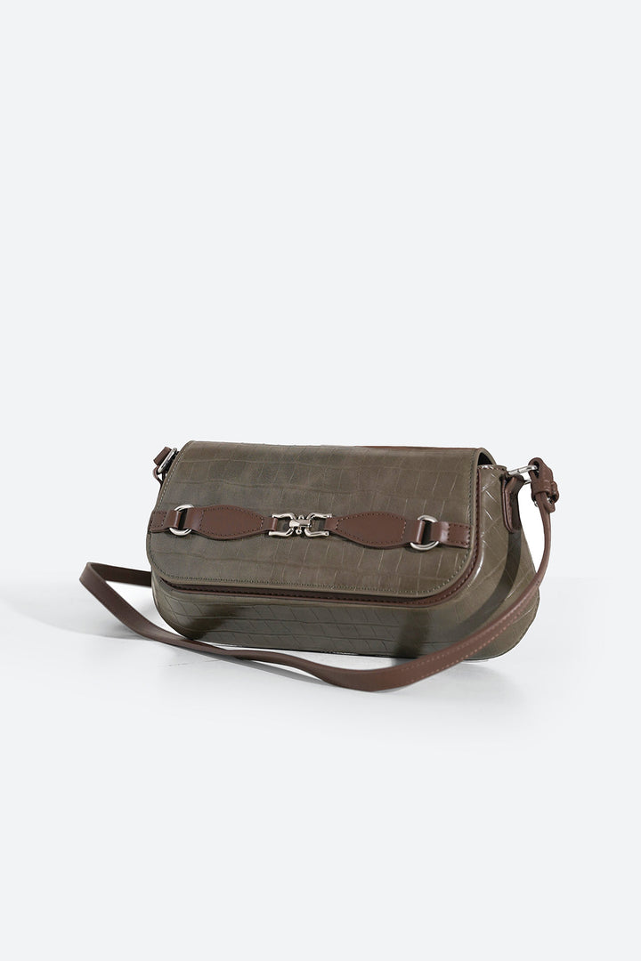 TAUPE CROC BUCKLE BAG