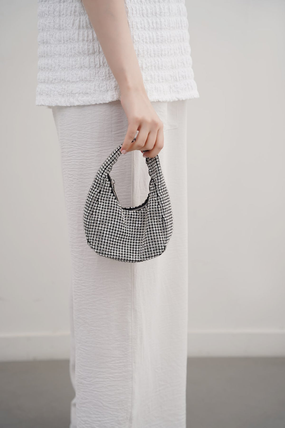 SILVER MINI STUDDED BAG