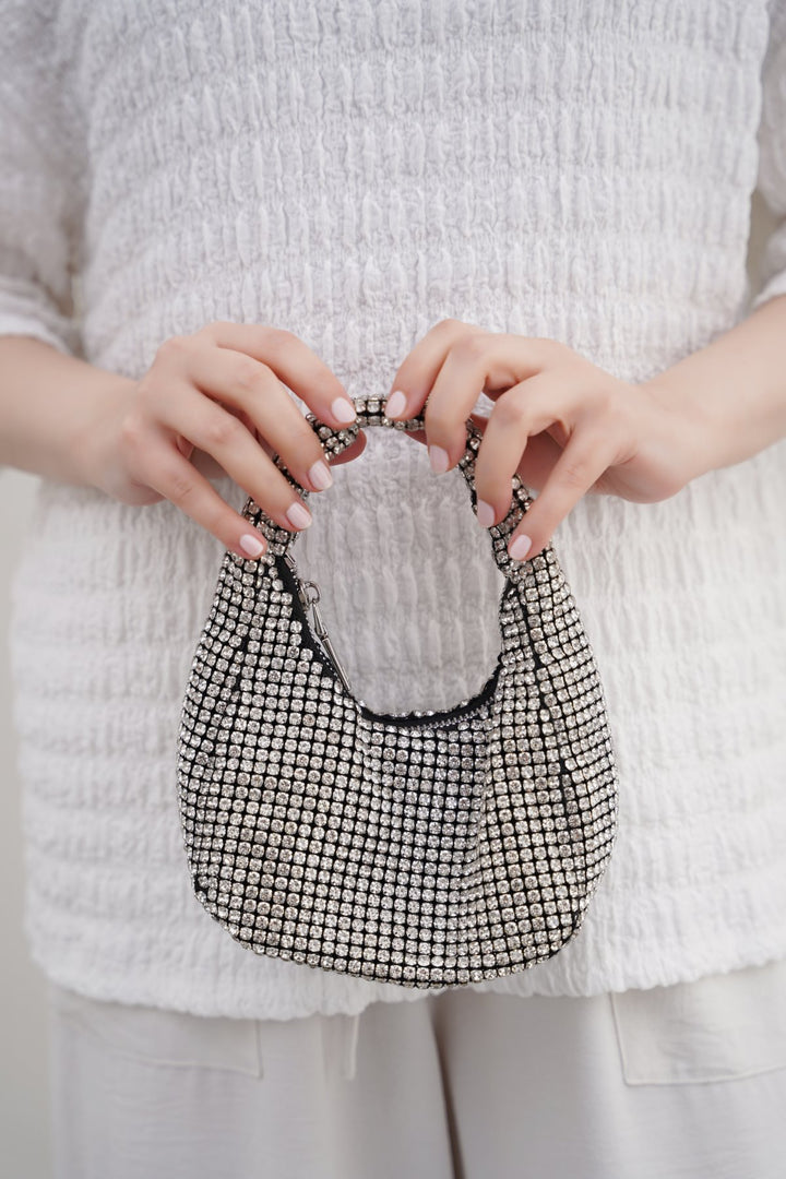 SILVER MINI STUDDED BAG