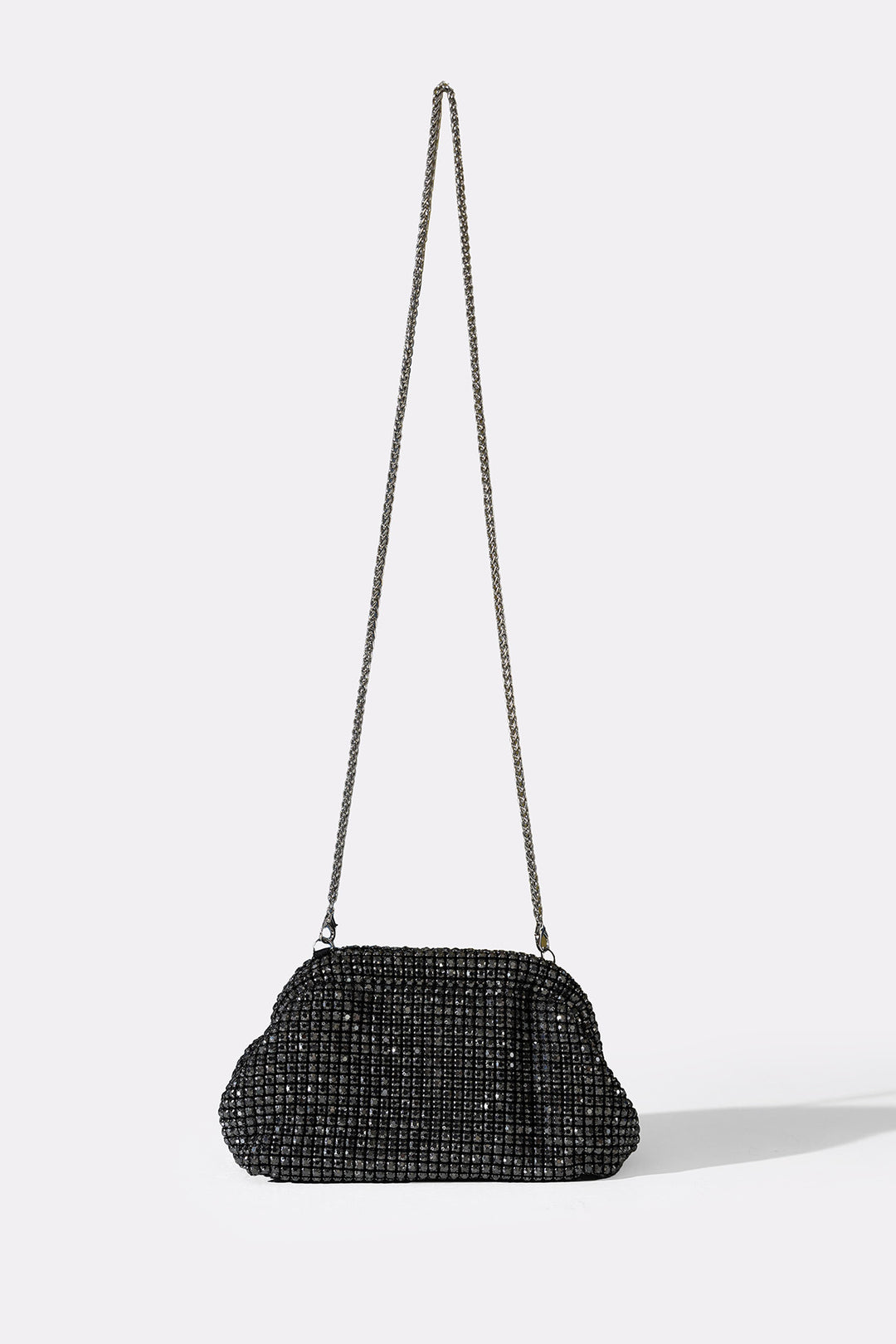 BLACK CRYSTAL STUDDED CLUTCH