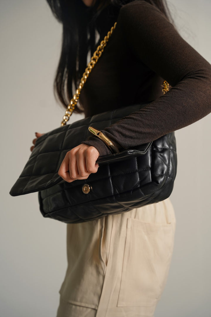 BLACK SOFT QUILTED BAG