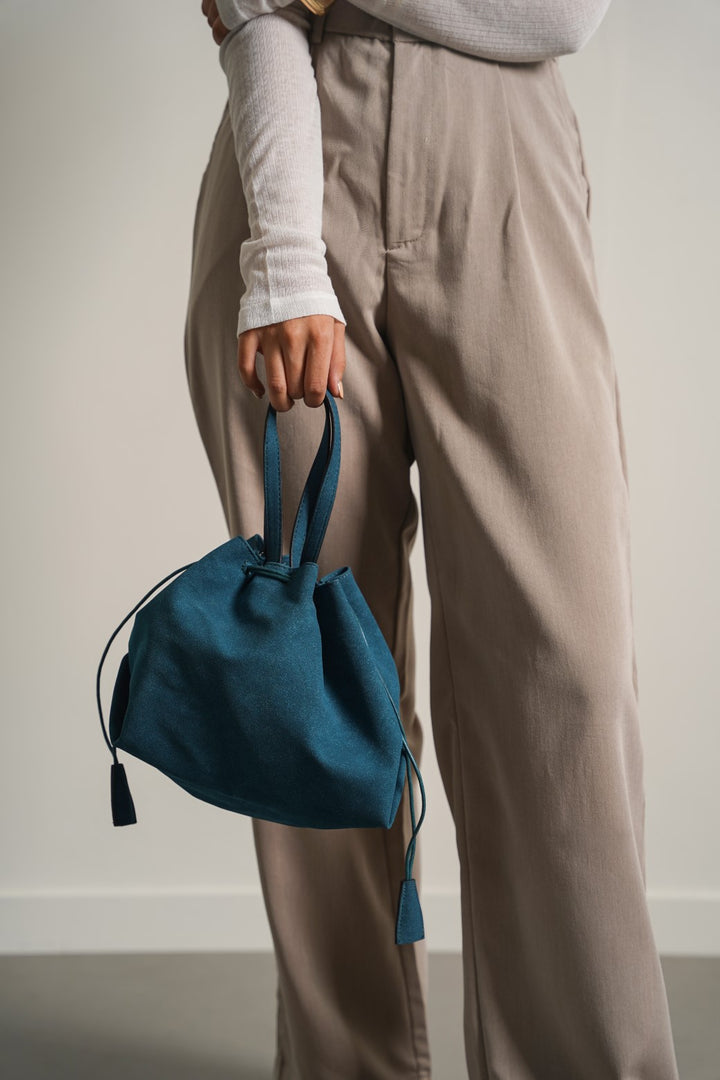 TEAL BLUE SLOUCHY BUCKET BAG