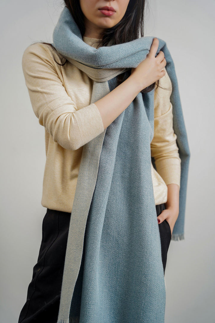 SKY BLUE PLUSH REVERSIBLE SCARF