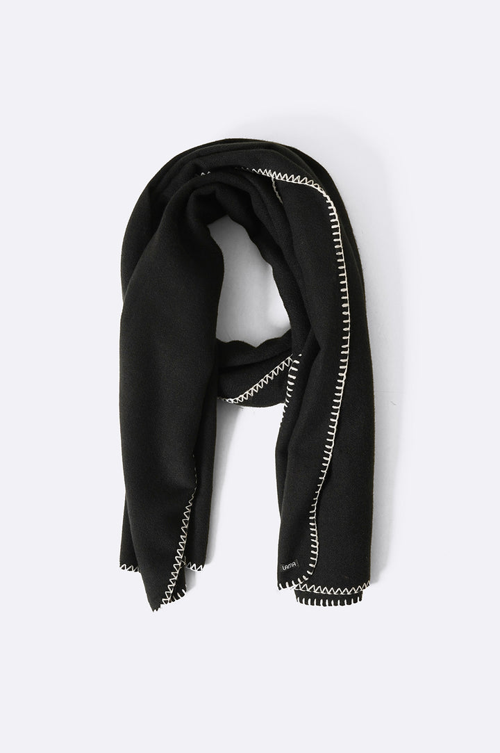 BLACK LEBANON EMBROIDERED SCARF