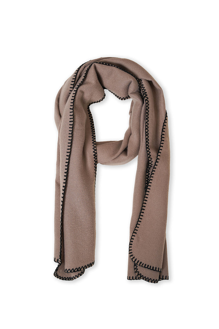 TAUPE LEBANON EMBROIDERED SCARF