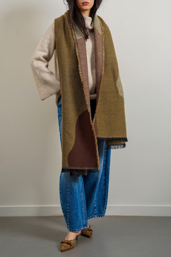 BEIGE REVERSIBLE JACQUARD SCARF