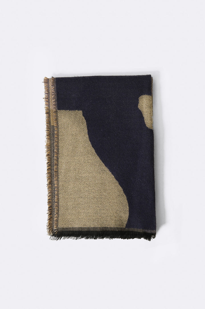 NAVY REVERSIBLE JACQUARD SCARF