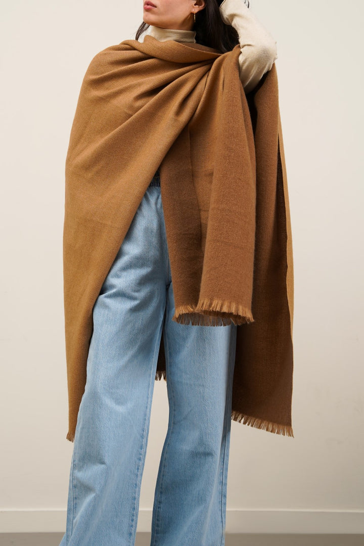 KHAKI REVERSIBLE CAPE SHAWL