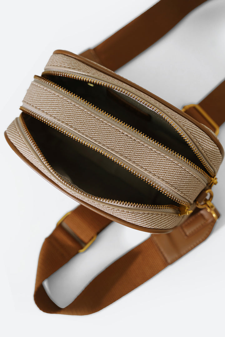 BEIGE MEZZEH DOUBLE-ZIP CROSSBODY