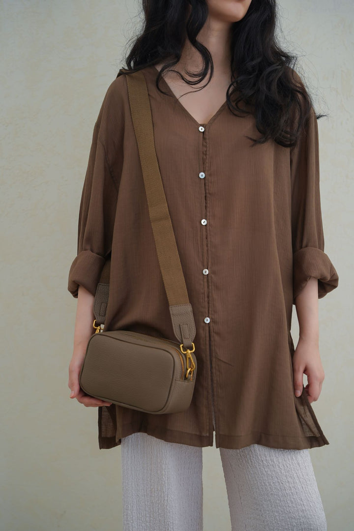 TAUPE MEZZEH DOUBLE-ZIP CROSSBODY