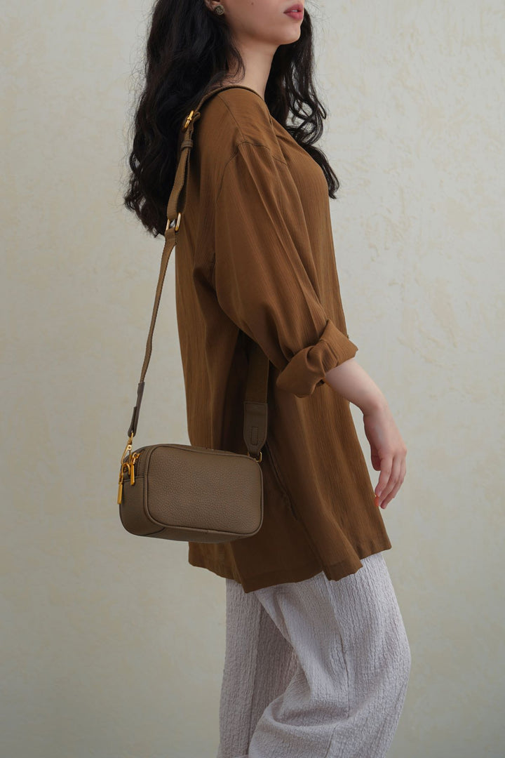 TAUPE MEZZEH DOUBLE-ZIP CROSSBODY