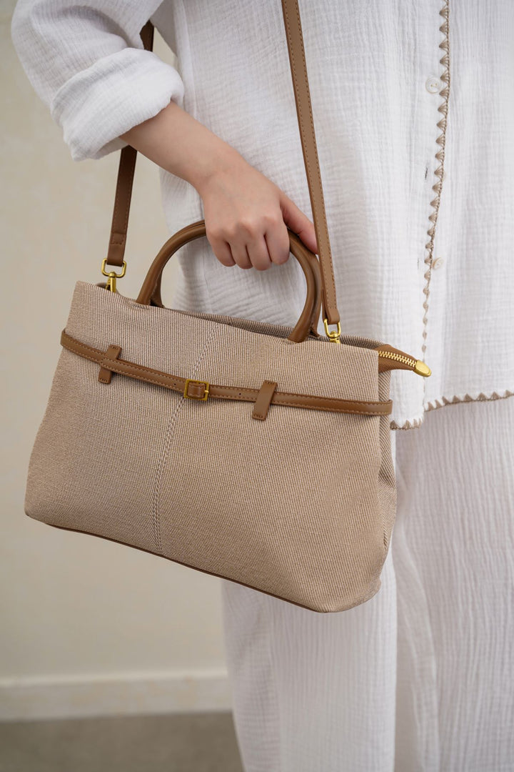 BEIGE KARAKOY TOP-HANDLE TOTE