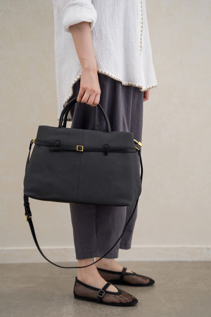 BLACK KARAKOY TOP-HANDLE TOTE