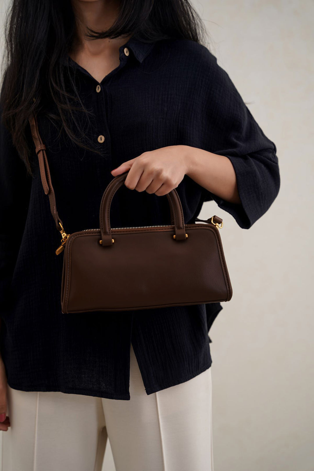 COFFEE MEDIUM TOP-HANDLE PURSE
