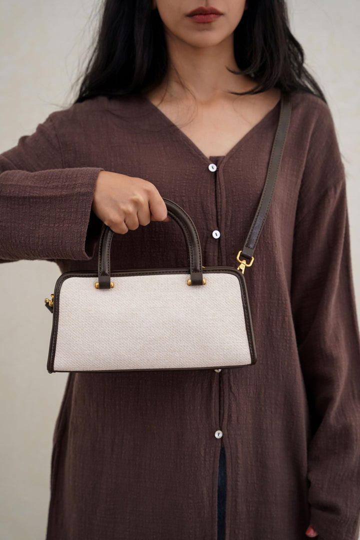 CREAM MEDIUM TOP-HANDLE PURSE
