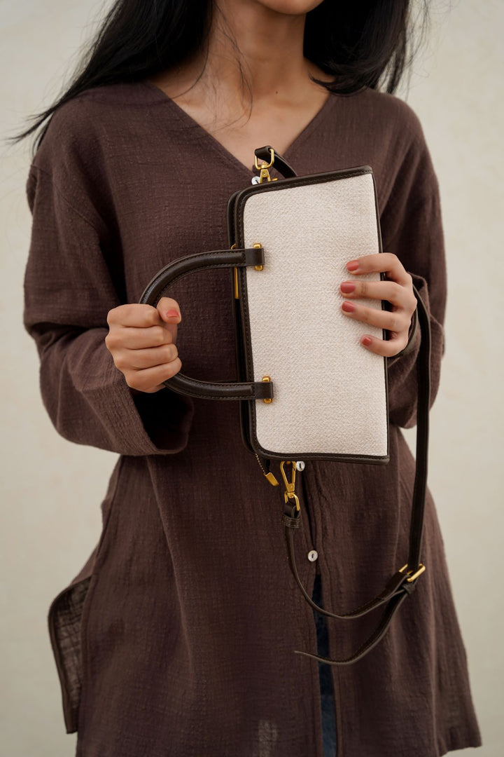 CREAM MEDIUM TOP-HANDLE PURSE