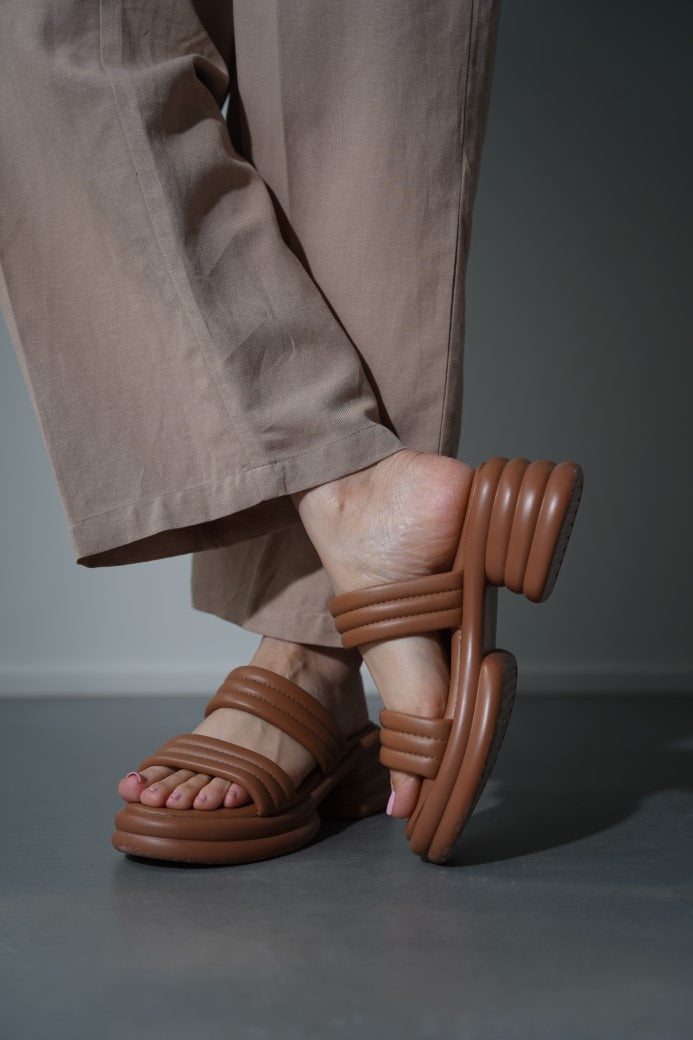 TAN BLOCK BUBBLE HEEL