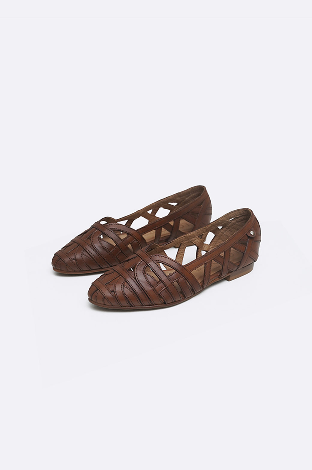 TAN LEATHER WOVEN PUMPS