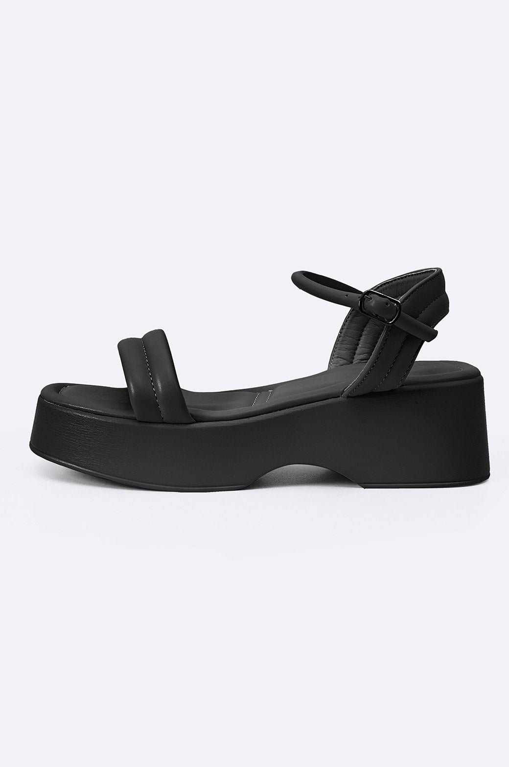 BLACK LIGHTWEIGHT WIDE MAMA SANDALS