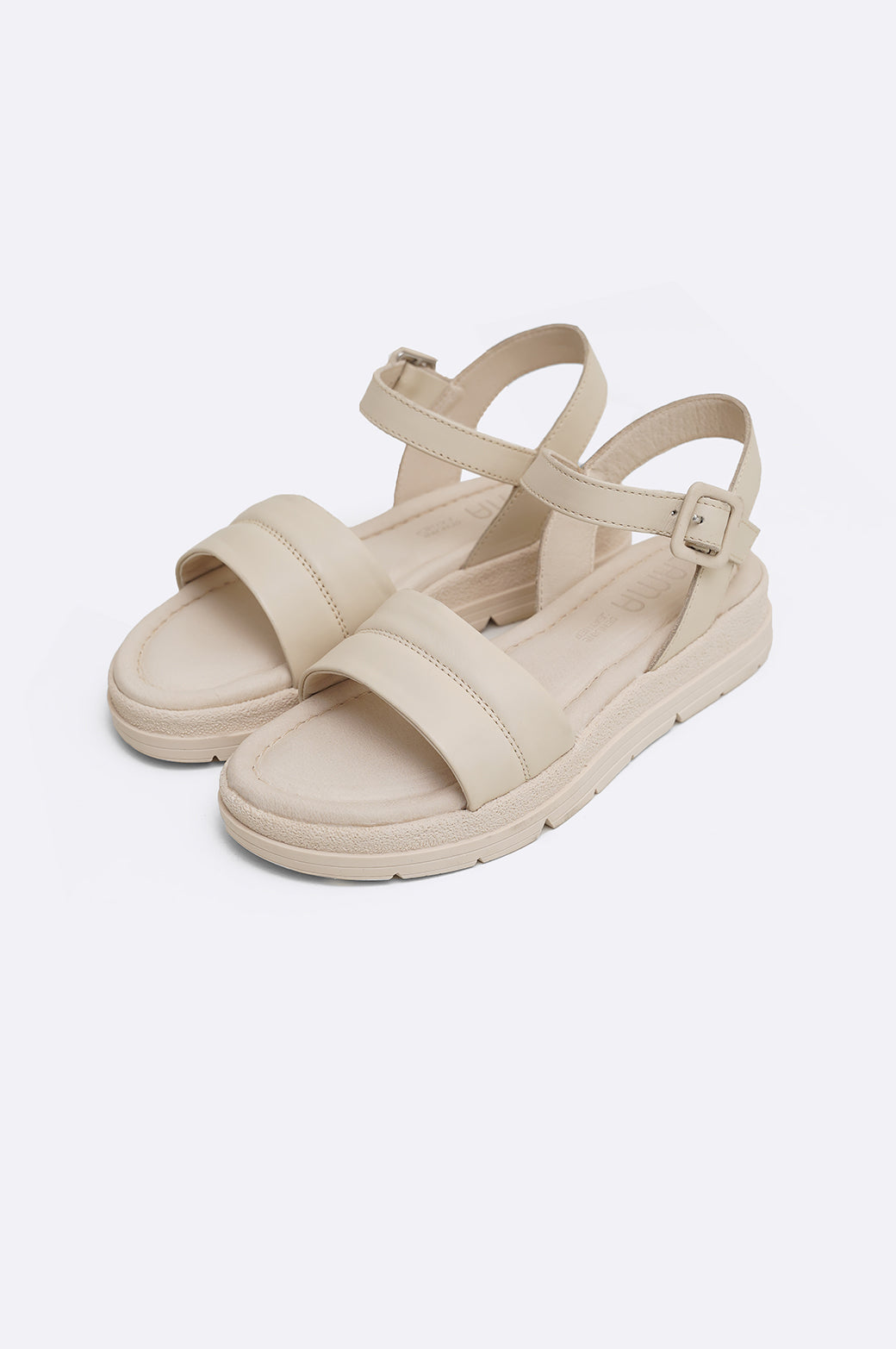 CREAM MEMORY FOAM LEATHER SANDALS