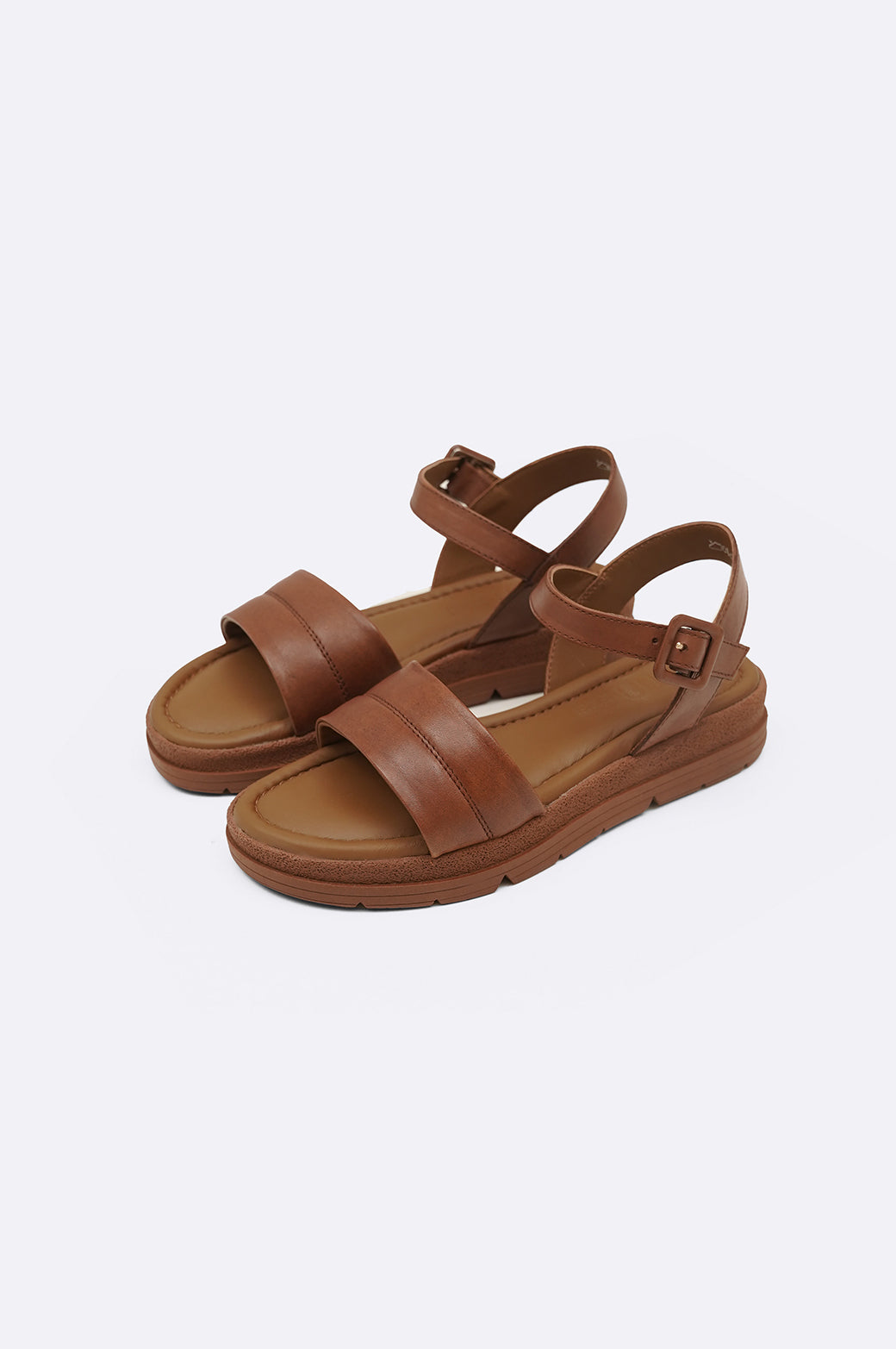 TAN MEMORY FOAM LEATHER SANDALS