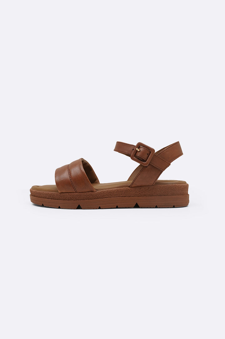 TAN MEMORY FOAM LEATHER SANDALS