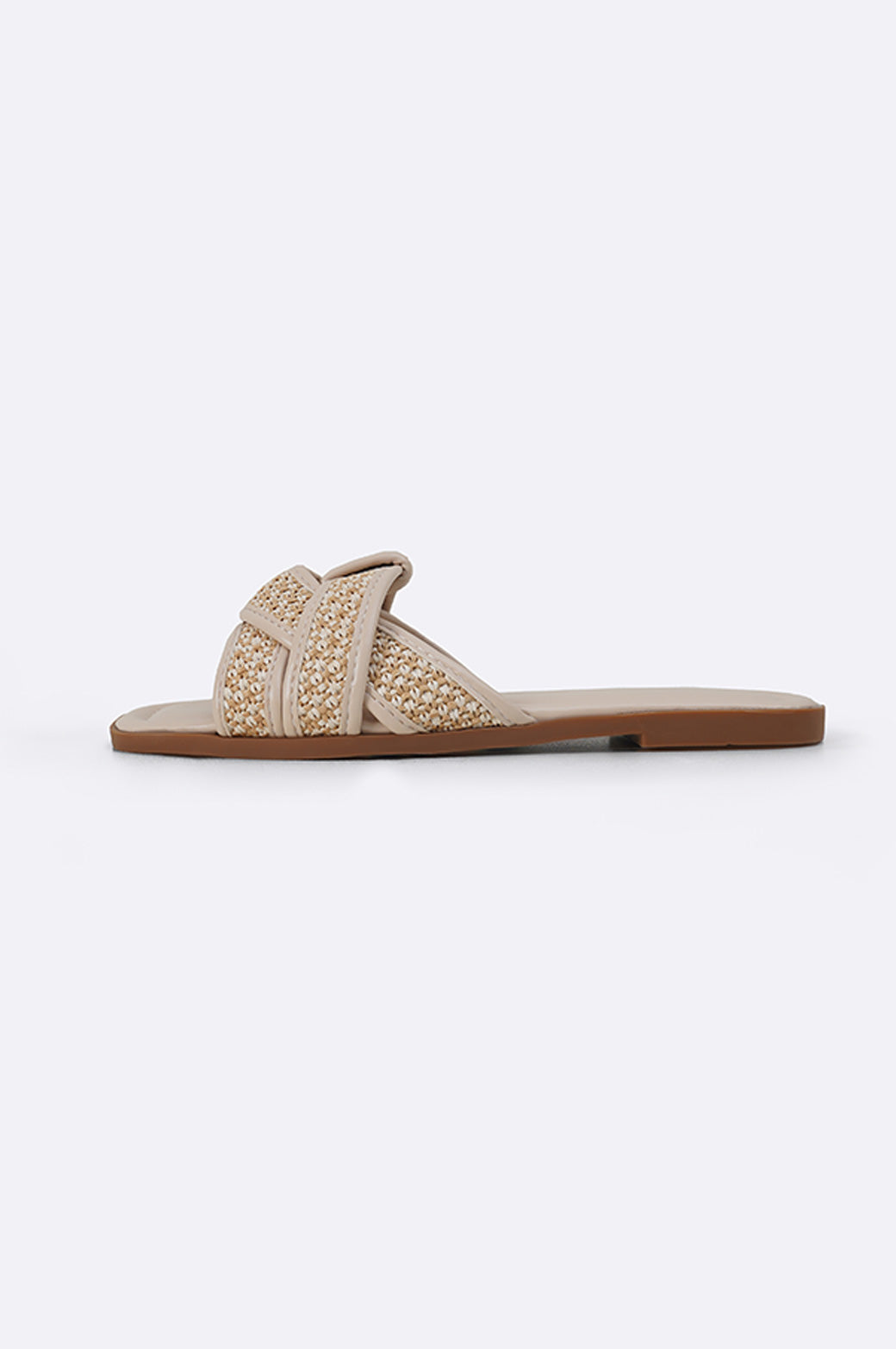 BEIGE WOVEN SLIDES