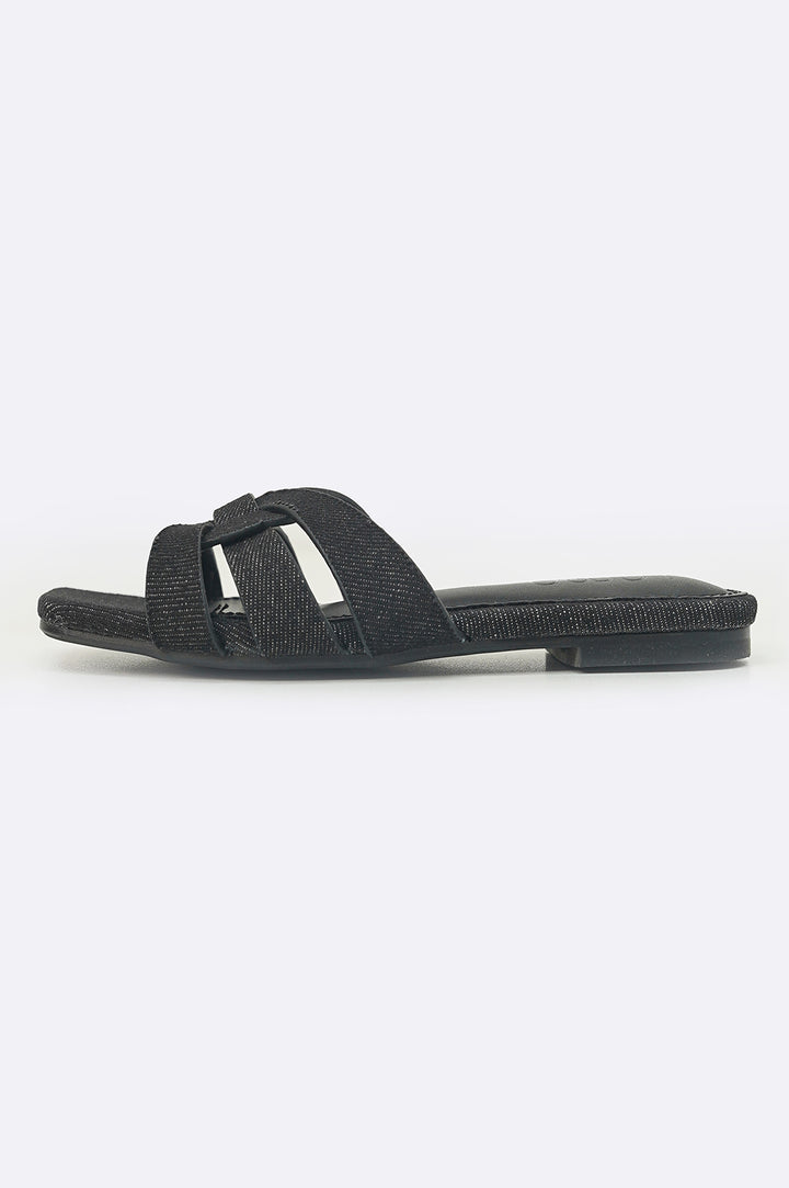 BLACK JODY DENIM SLIDES