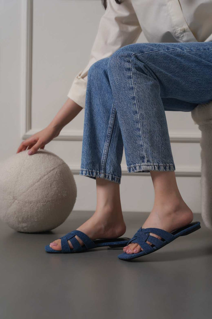 BLUE JODY DENIM SLIDES