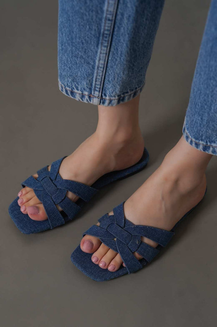 BLUE JODY DENIM SLIDES