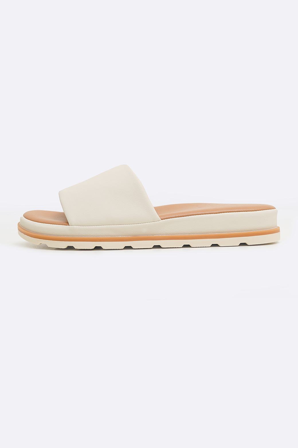 BEIGE COMFY PLATFORM SLIDES