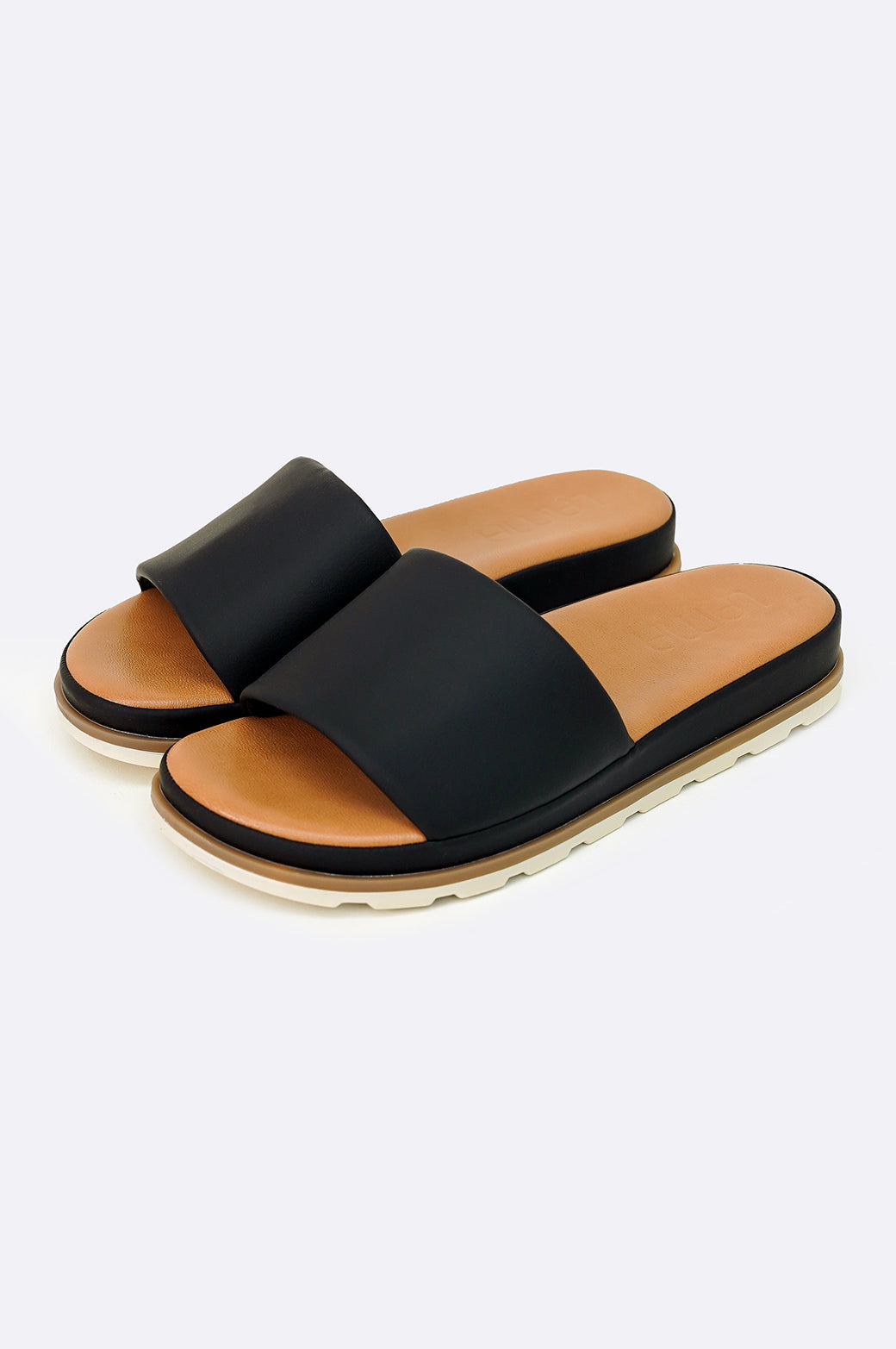 BLACK COMFY PLATFORM SLIDES