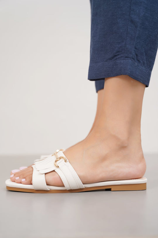 OFF WHITE CLASSIC FRINGE SLIDES