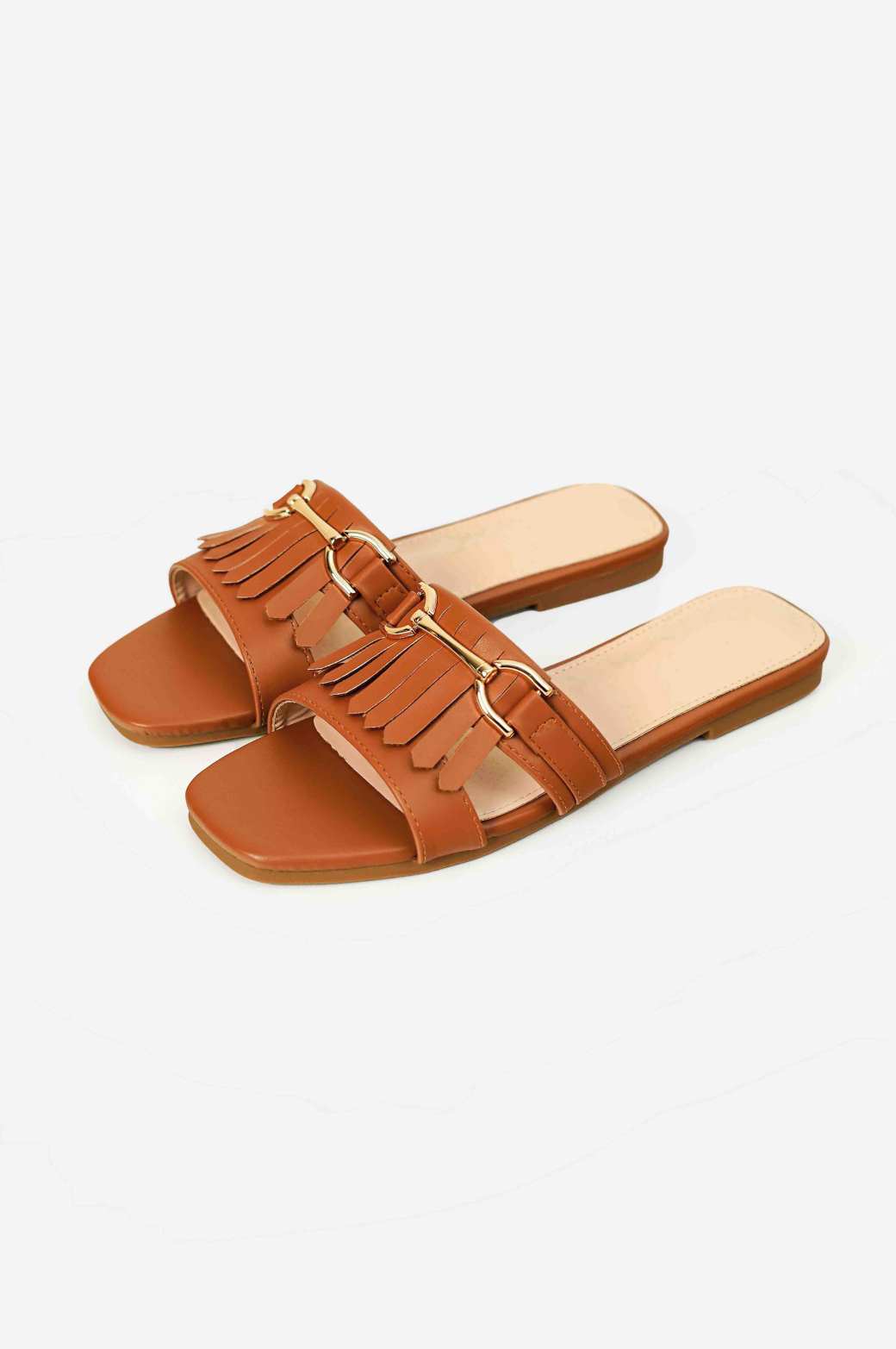 TAN CLASSIC FRINGE SLIDES