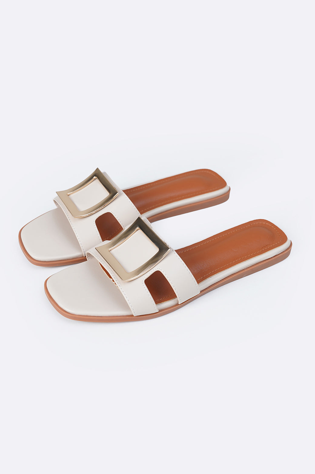 OFF WHITE SQUARE BUCKLED SLIDES