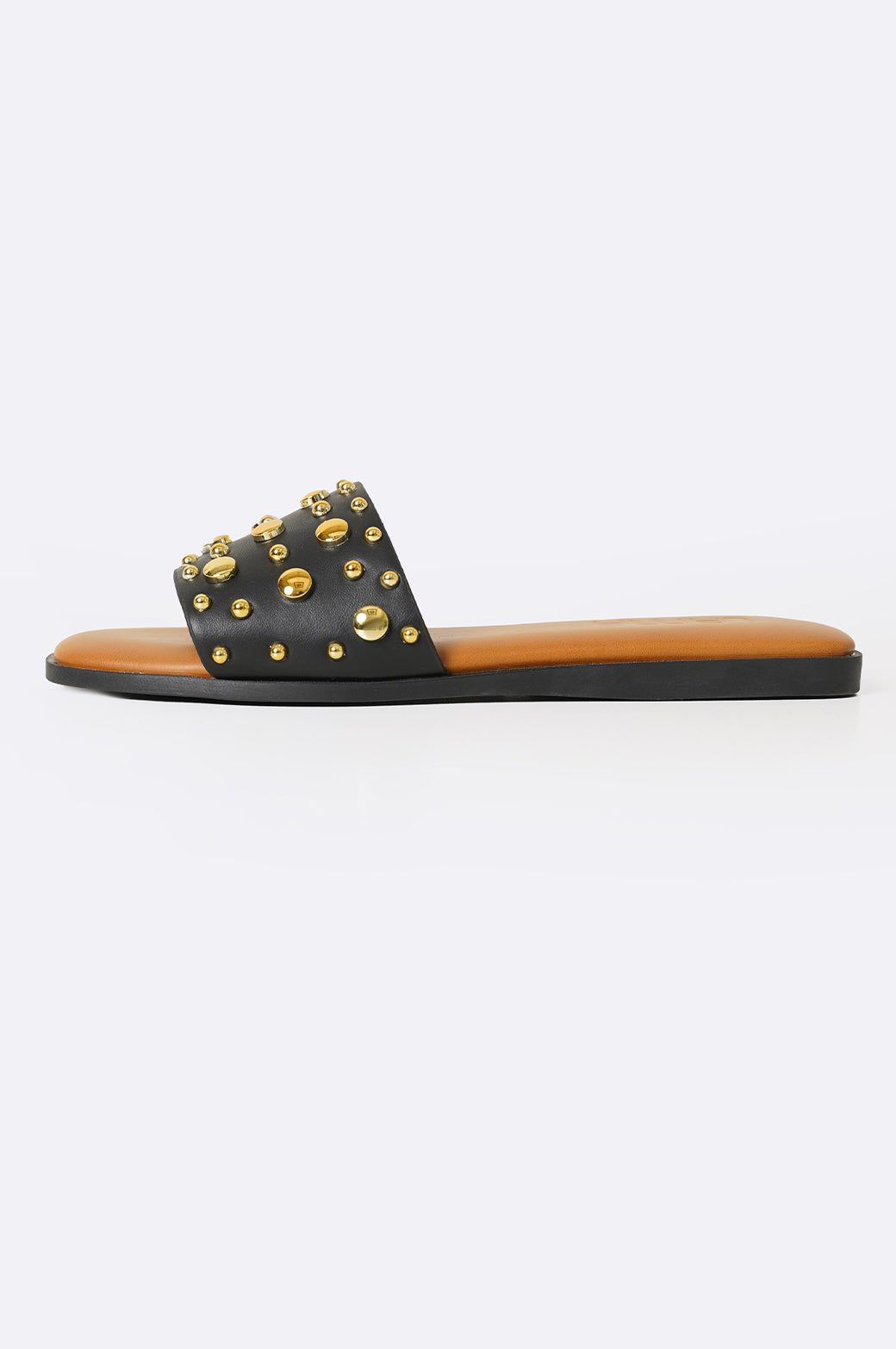 BLACK STUDDED SLIDES