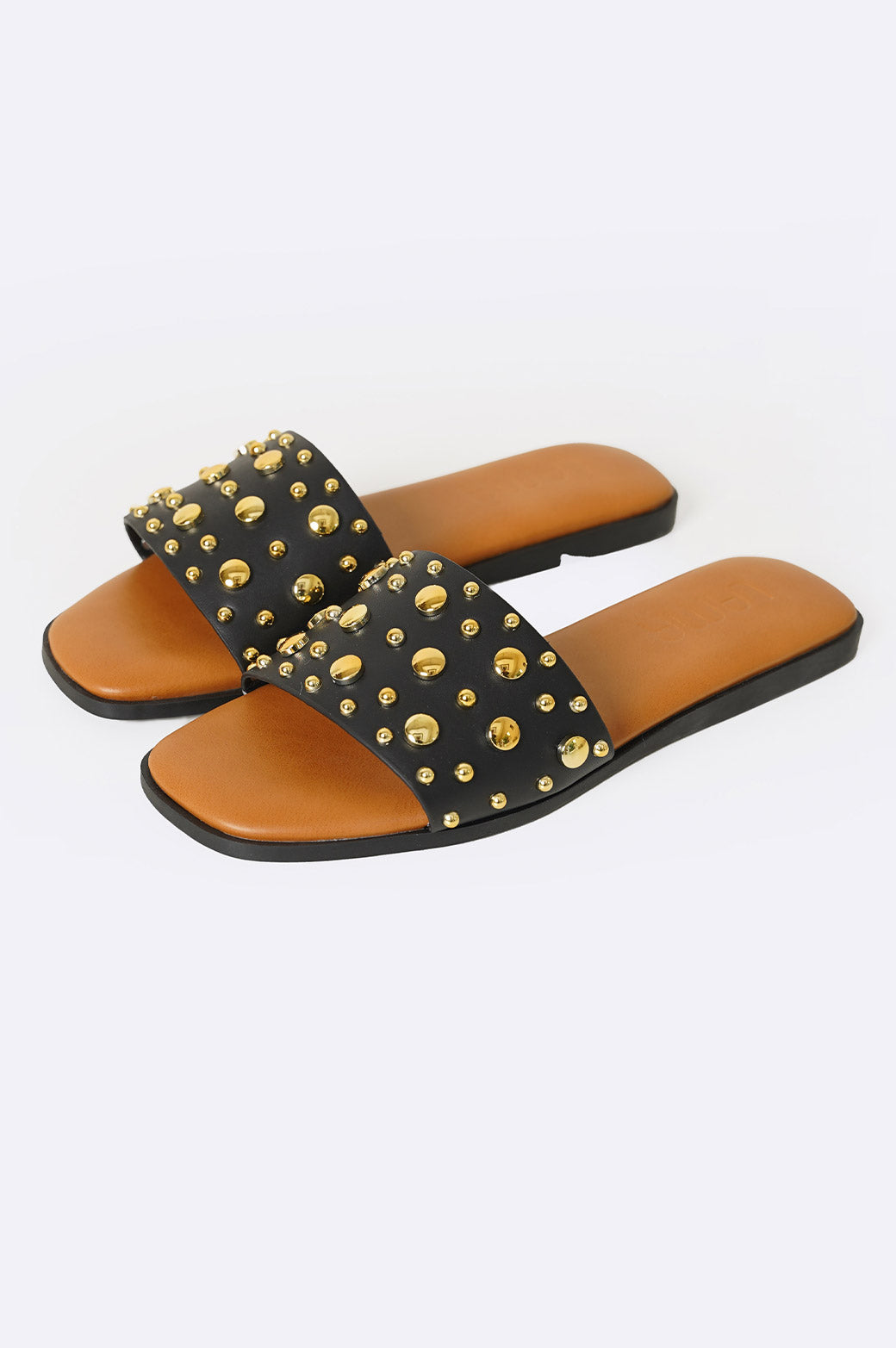 BLACK STUDDED SLIDES