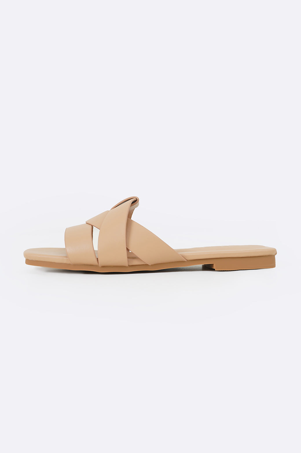 BEIGE STRAPPY WOVEN SLIDES