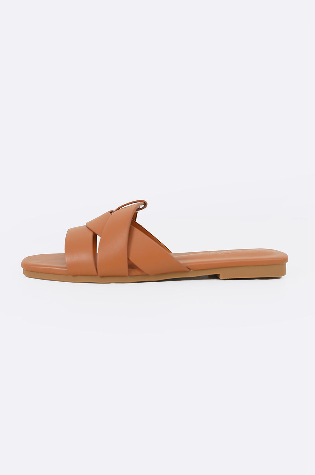 TAN STRAPPY WOVEN SLIDES