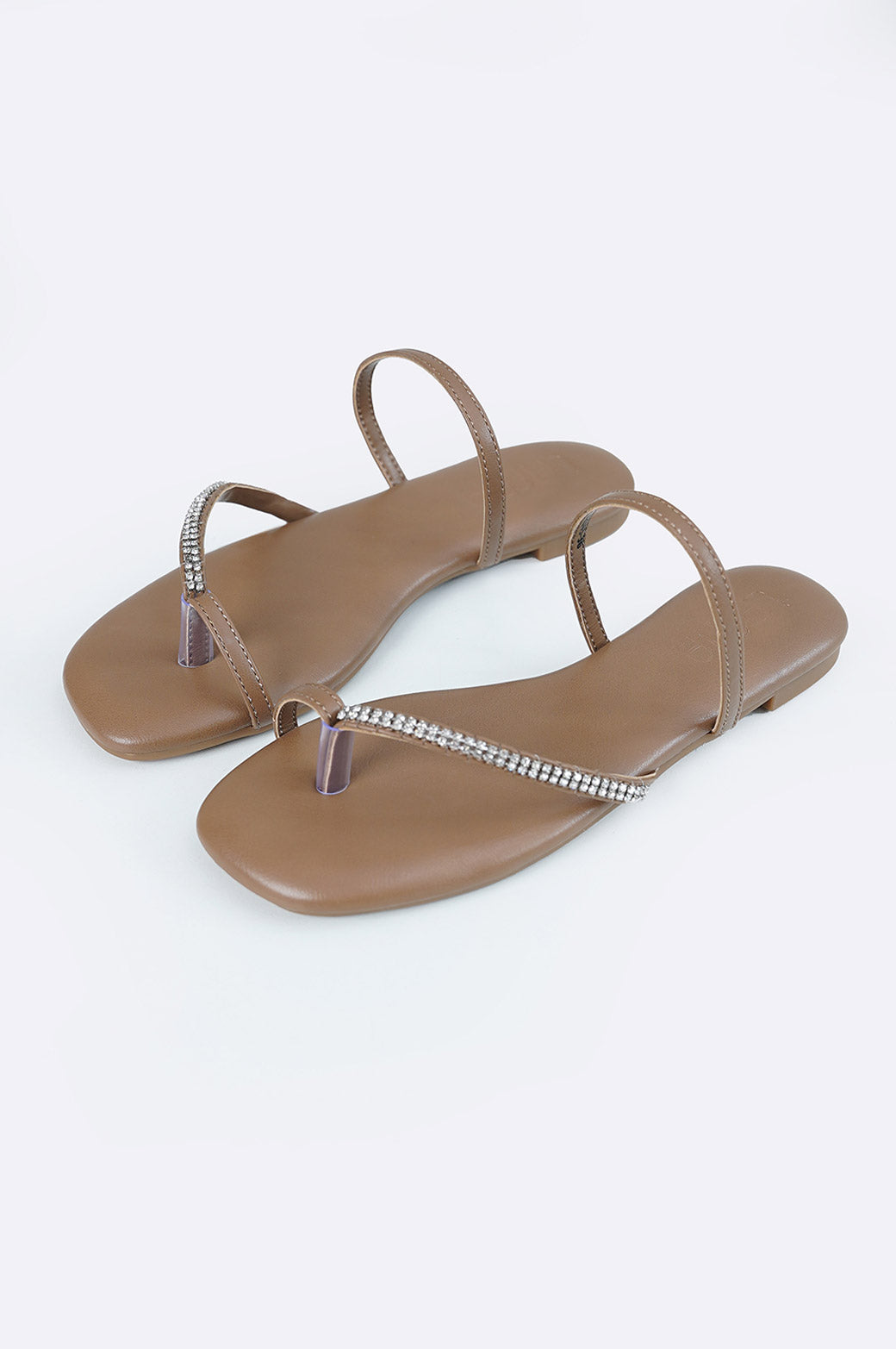 BEIGE SLIDE WITH CRYSTAL STRAP