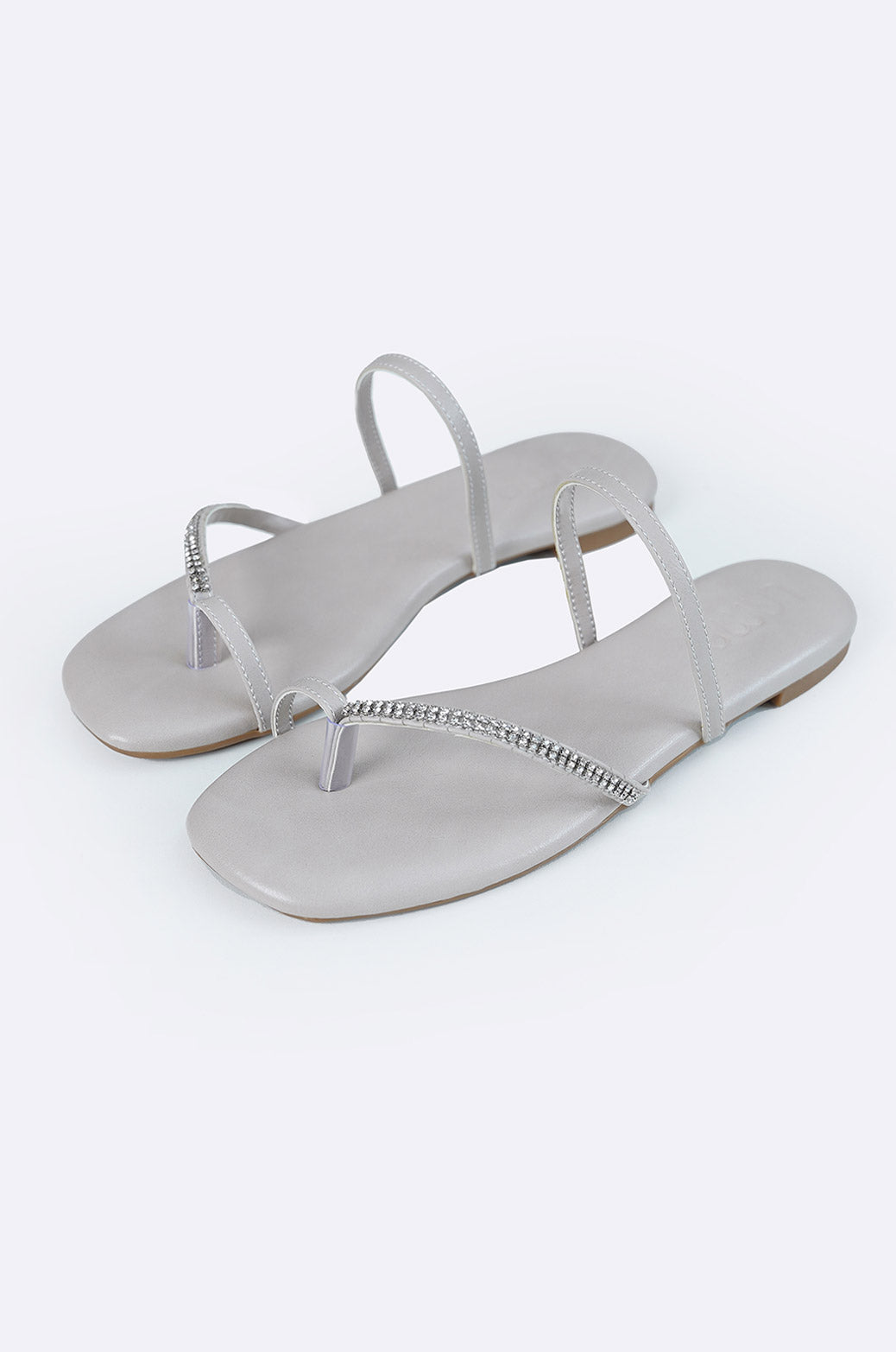 TAUPE SLIDE WITH CRYSTAL STRAP