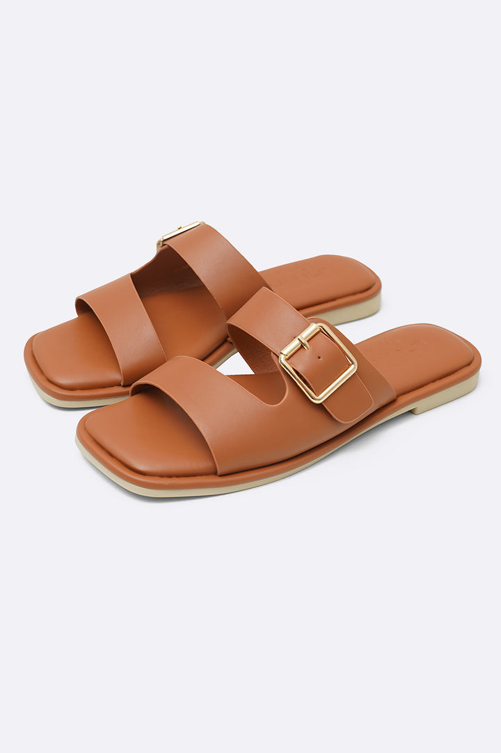 TAN SQUARE MAMA SLIDES