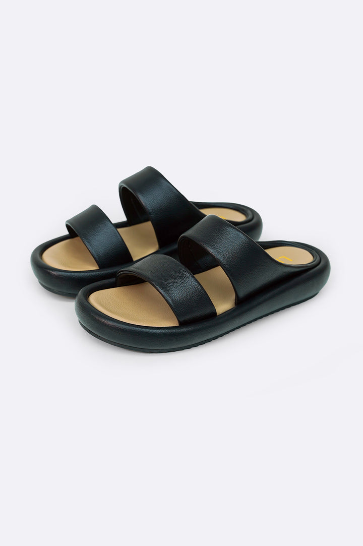 BLACK PUFF MAMA SLIDES