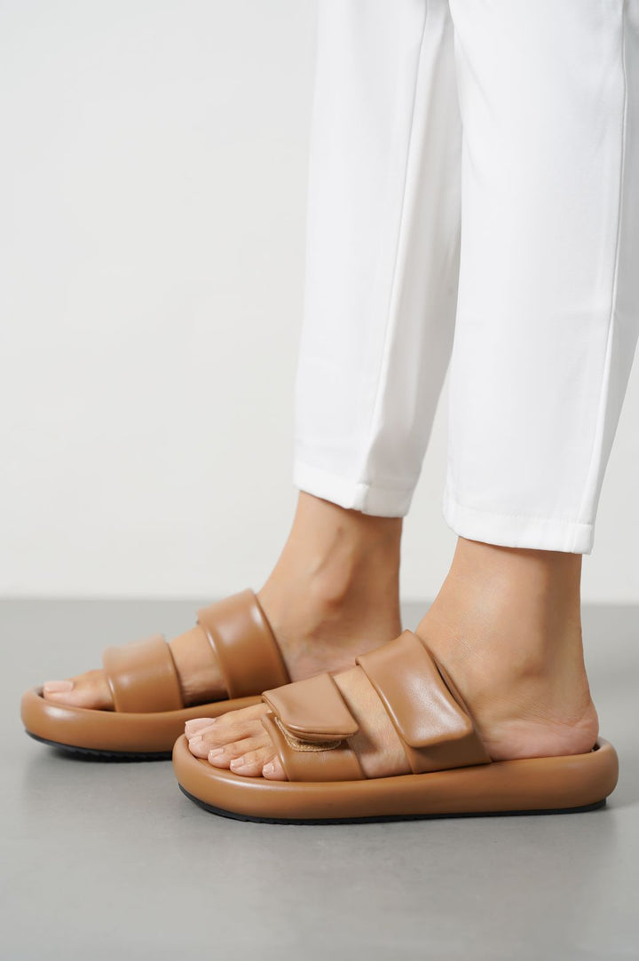 TAUPE MARSHMALLOW MAMA SLIDES