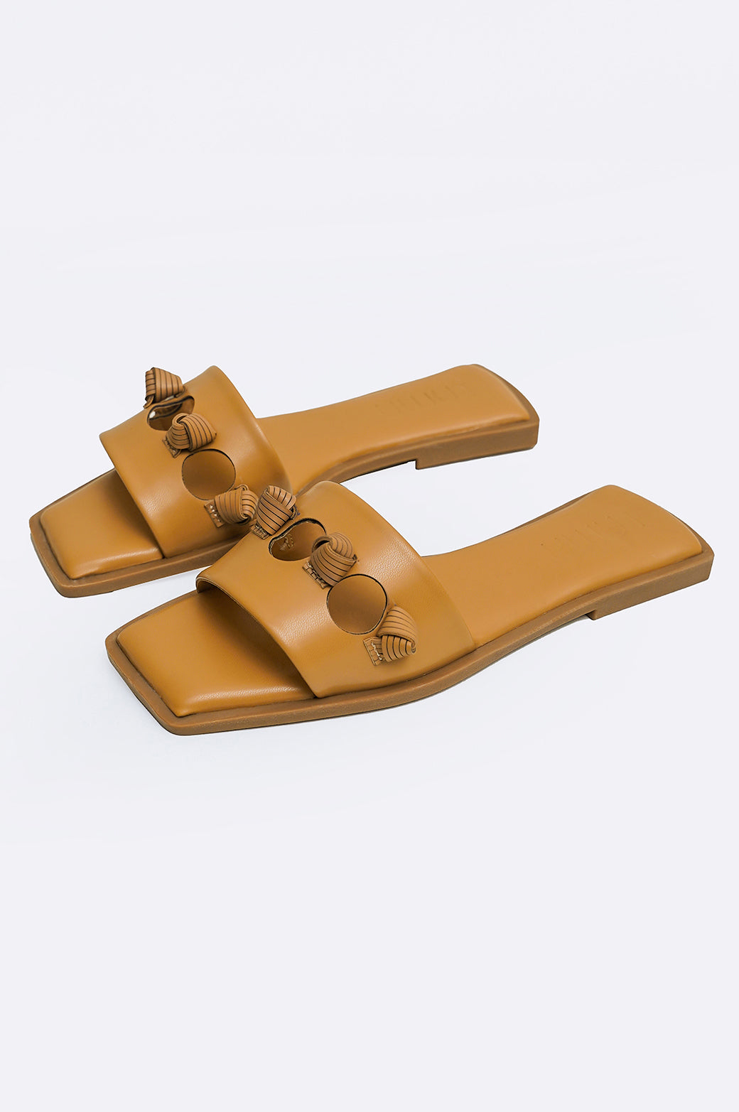 KHAKI CARLA KNOTTED SLIDES