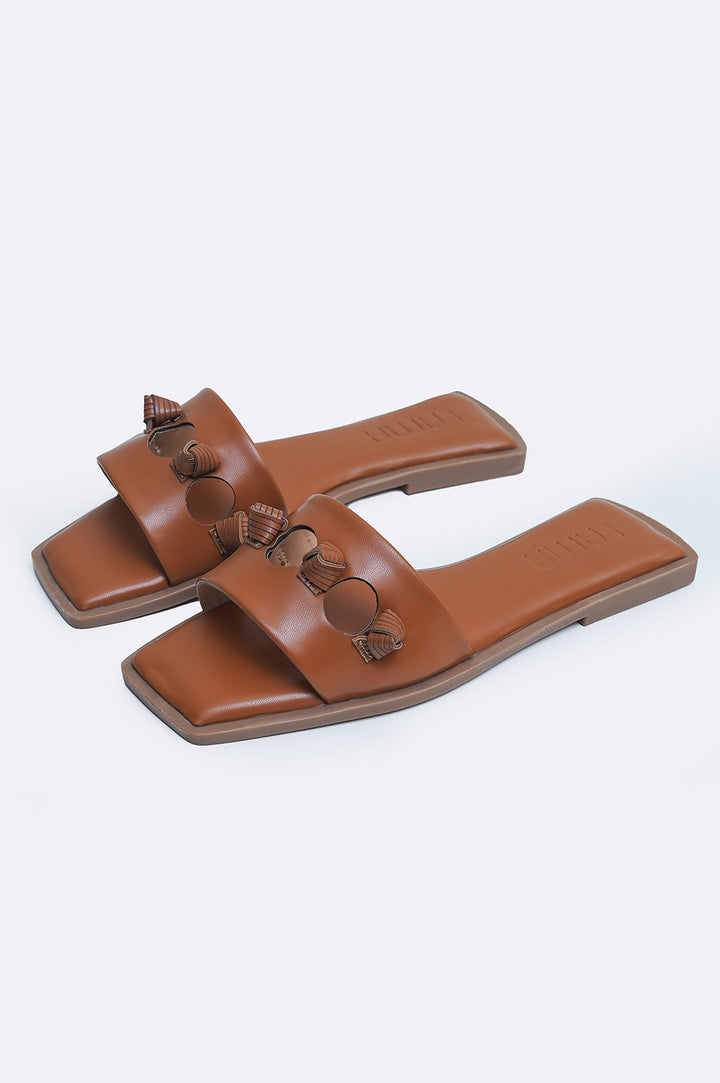 TAN CARLA KNOTTED SLIDES